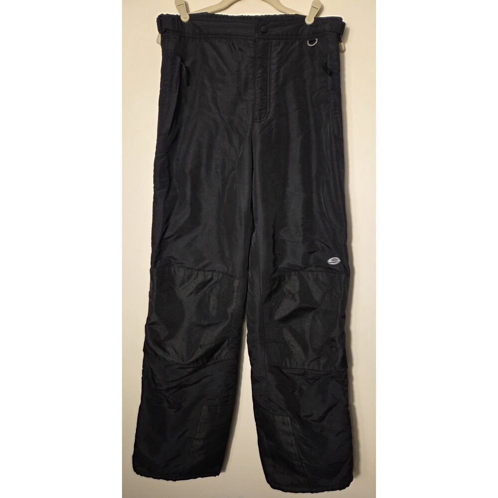 Slalom Men's Snow Ski Pants Black Waterproof Adjustable Waist Size M 32-34x30